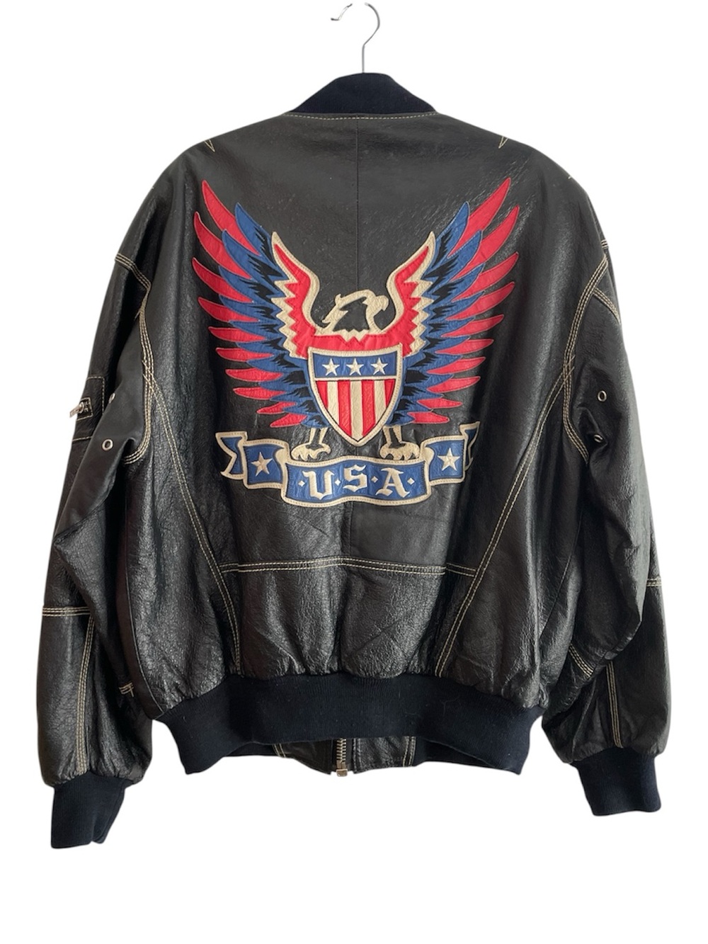 Michael Hoban Tag 88 Eagle USA Black Leather Racing Style Jacket Where Mi